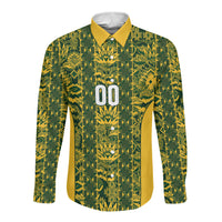 South Africa Indebe Yomhlaba Custom Long Sleeve Button Shirt Ndebele Art Gold Edition