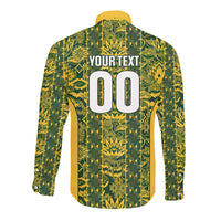 South Africa Indebe Yomhlaba Custom Long Sleeve Button Shirt Ndebele Art Gold Edition