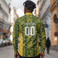 South Africa Indebe Yomhlaba Custom Long Sleeve Button Shirt Ndebele Art Gold Edition