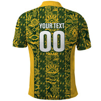 South Africa Indebe Yomhlaba Custom Polo Shirt Ndebele Art Gold Edition