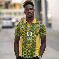 South Africa Indebe Yomhlaba Custom Polo Shirt Ndebele Art Gold Edition