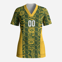 South Africa Indebe Yomhlaba Custom Scrub Top Ndebele Art Gold Edition