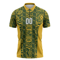 South Africa Indebe Yomhlaba Custom Zipper Polo Shirt Ndebele Art Gold Edition