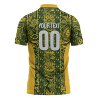 South Africa Indebe Yomhlaba Custom Zipper Polo Shirt Ndebele Art Gold Edition