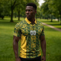South Africa Indebe Yomhlaba Custom Zipper Polo Shirt Ndebele Art Gold Edition