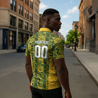 South Africa Indebe Yomhlaba Custom Zipper Polo Shirt Ndebele Art Gold Edition