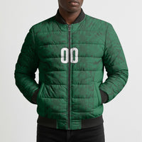 South Africa Indebe Yomhlaba Custom Bomber Puffer Jacket Ndebele Art Green Edition