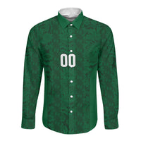 South Africa Indebe Yomhlaba Custom Long Sleeve Button Shirt Ndebele Art Green Edition