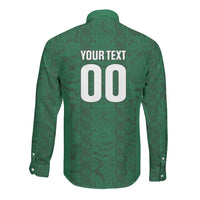 South Africa Indebe Yomhlaba Custom Long Sleeve Button Shirt Ndebele Art Green Edition
