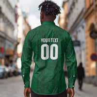 South Africa Indebe Yomhlaba Custom Long Sleeve Button Shirt Ndebele Art Green Edition