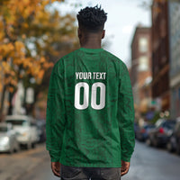 South Africa Indebe Yomhlaba Custom Long Sleeve Shirt Ndebele Art Green Edition