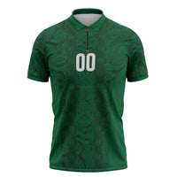 South Africa Indebe Yomhlaba Custom Zipper Polo Shirt Ndebele Art Green Edition