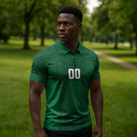 South Africa Indebe Yomhlaba Custom Zipper Polo Shirt Ndebele Art Green Edition