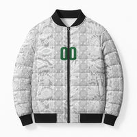 South Africa Indebe Yomhlaba Custom Bomber Puffer Jacket Ndebele Art White Edition
