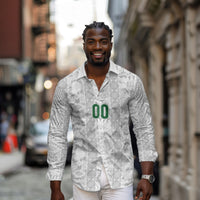 South Africa Indebe Yomhlaba Custom Long Sleeve Button Shirt Ndebele Art White Edition