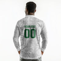 South Africa Indebe Yomhlaba Custom Long Sleeve Polo Shirt Ndebele Art White Edition