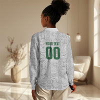 South Africa Indebe Yomhlaba Custom Women Casual Shirt Ndebele Art White Edition