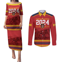Custom Espana Campeon De Europa Couples Matching Puletasi and Long Sleeve Button Shirt Spain History Champions LT9 - Wonder Print Shop