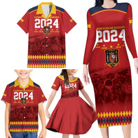 Custom Espana Campeon De Europa Family Matching Long Sleeve Bodycon Dress and Hawaiian Shirt Spain History Champions LT9 - Wonder Print Shop