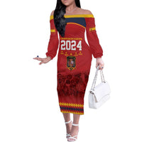 Custom Espana Campeon De Europa Family Matching Off The Shoulder Long Sleeve Dress and Hawaiian Shirt Spain History Champions - Wonder Print Shop