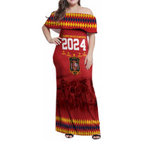 Custom Espana Campeon De Europa Family Matching Off Shoulder Maxi Dress and Hawaiian Shirt Spain History Champions LT9 - Wonder Print Shop