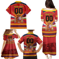 Custom Espana Campeon De Europa Family Matching Puletasi and Hawaiian Shirt Spain History Champions - Wonder Print Shop