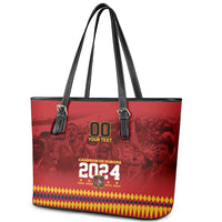 Custom Espana Campeon De Europa Leather Tote Bag Spain History Champions - Wonder Print Shop