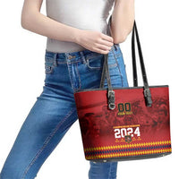 Custom Espana Campeon De Europa Leather Tote Bag Spain History Champions - Wonder Print Shop