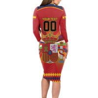Custom Espana Campeon De Europa Long Sleeve Bodycon Dress Spain History Champions - Wonder Print Shop