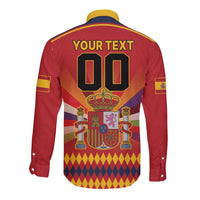Custom Espana Campeon De Europa Long Sleeve Button Shirt Spain History Champions - Wonder Print Shop