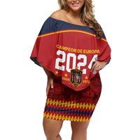 Custom Espana Campeon De Europa Off Shoulder Short Dress Spain History Champions - Wonder Print Shop