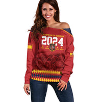 Custom Espana Campeon De Europa Off Shoulder Sweater Spain History Champions - Wonder Print Shop