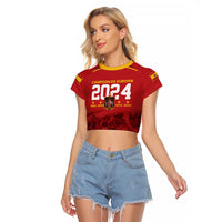 Custom Espana Campeon De Europa Raglan Cropped T Shirt Spain History Champions - Wonder Print Shop