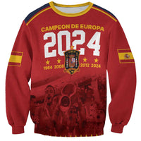 Custom Espana Campeon De Europa Sweatshirt Spain History Champions - Wonder Print Shop