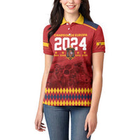 Custom Espana Campeon De Europa Women Polo Shirt Spain History Champions - Wonder Print Shop
