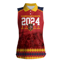 Custom Espana Campeon De Europa Women Sleeveless Polo Shirt Spain History Champions - Wonder Print Shop
