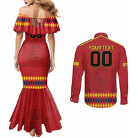 Custom Spain Euro 2024 Champions Couples Matching Mermaid Dress and Long Sleeve Button Shirt La Roja Campeon De Europa