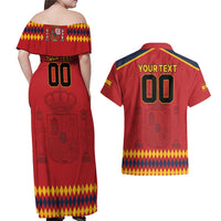 Custom Spain Euro 2024 Champions Couples Matching Off Shoulder Maxi Dress and Hawaiian Shirt La Roja Campeon De Europa LT9 - Wonder Print Shop