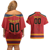 Custom Spain Euro 2024 Champions Couples Matching Off Shoulder Short Dress and Hawaiian Shirt La Roja Campeon De Europa LT9 - Wonder Print Shop
