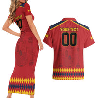 Custom Spain Euro 2024 Champions Couples Matching Short Sleeve Bodycon Dress and Hawaiian Shirt La Roja Campeon De Europa LT9 - Wonder Print Shop
