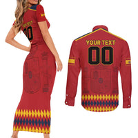 Custom Spain Euro 2024 Champions Couples Matching Short Sleeve Bodycon Dress and Long Sleeve Button Shirt La Roja Campeon De Europa LT9 - Wonder Print Shop