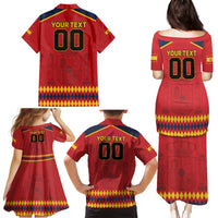 Custom Spain Euro 2024 Champions Family Matching Puletasi and Hawaiian Shirt La Roja Campeon De Europa - Wonder Print Shop
