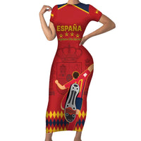Custom Spain Euro 2024 Champions Family Matching Short Sleeve Bodycon Dress and Hawaiian Shirt La Roja Campeon De Europa - Wonder Print Shop