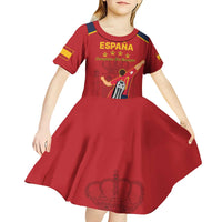 Custom Spain Euro 2024 Champions Kid Short Sleeve Dress La Roja Campeon De Europa - Wonder Print Shop