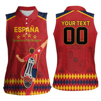 Custom Spain Euro 2024 Champions Women Sleeveless Polo Shirt La Roja Campeon De Europa - Wonder Print Shop