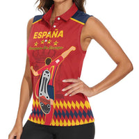 Custom Spain Euro 2024 Champions Women Sleeveless Polo Shirt La Roja Campeon De Europa - Wonder Print Shop