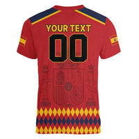 Custom Spain Euro 2024 Champions Women V-Neck T-Shirt La Roja Campeon De Europa - Wonder Print Shop