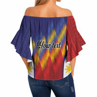 Personalized Philippines Eight Rays Sun Off Shoulder Wrap Waist Top Traditional Filipino Igorot Pattern Motif