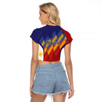 Personalized Philippines Eight Rays Sun Raglan Cropped T Shirt Traditional Filipino Igorot Pattern Motif