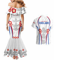 England Women Football Couples Matching Mermaid Dress and Hawaiian Shirt Three Lions Go World Cup 2023 LT9 - Wonder Print Shop